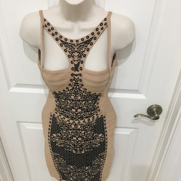 Nude Beige Bandage Cutout Dress - Picture 8 of 8